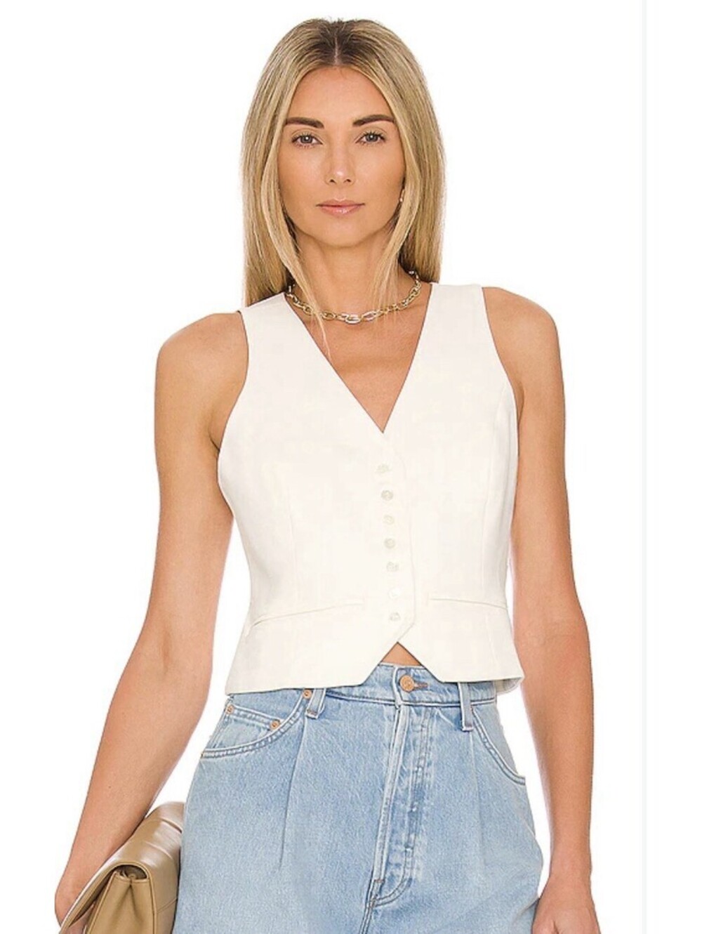 FAVORITE DAUGHTER The Favorite Vest in Cream Womens XS MSRP $188 X873